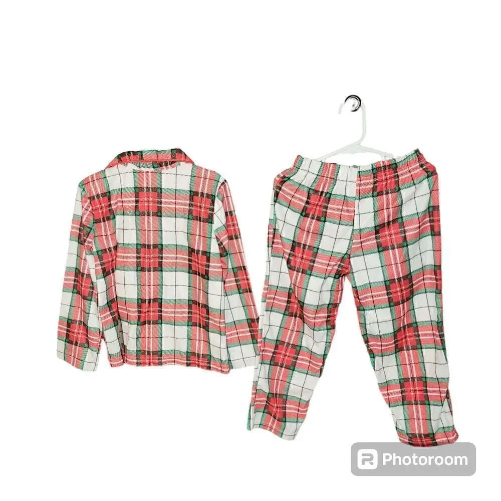 Carter's plaid flannel button pajama set